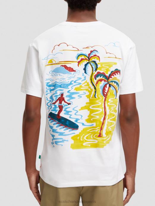 Scotch & Soda Hommes t-shirt à motif brodé blanc vêtements 4HB4394