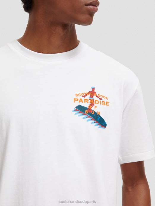 Scotch & Soda Hommes t-shirt à motif brodé blanc vêtements 4HB4394