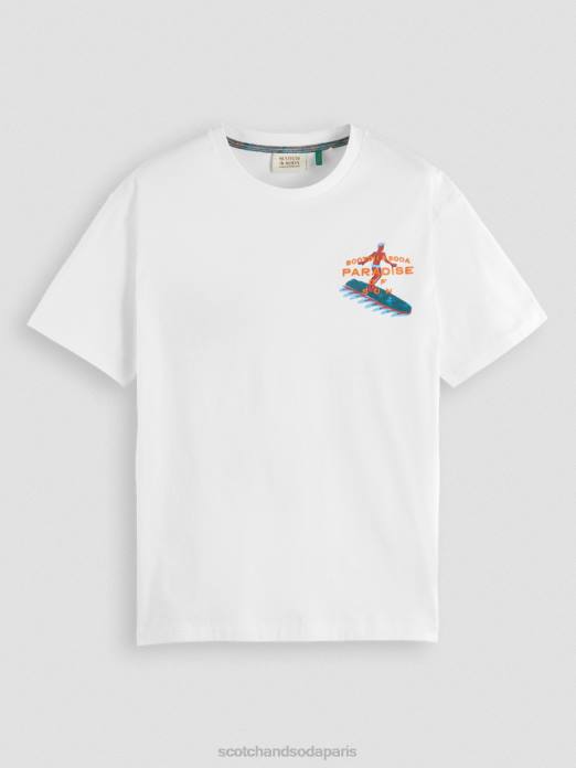 Scotch & Soda Hommes t-shirt à motif brodé blanc vêtements 4HB4394