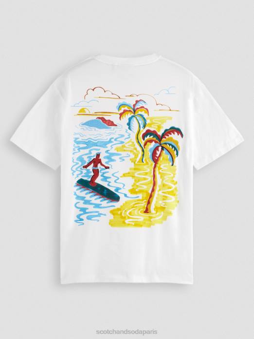 Scotch & Soda Hommes t-shirt à motif brodé blanc vêtements 4HB4394