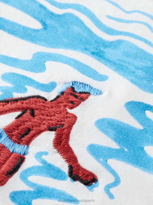 Scotch & Soda Hommes t-shirt à motif brodé blanc vêtements 4HB4394