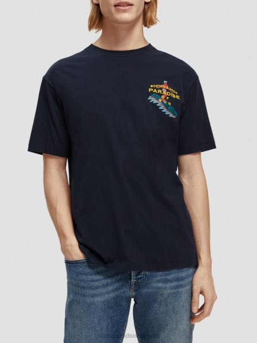 Scotch & Soda Hommes t-shirt à motif brodé marine vêtements 4HB4393