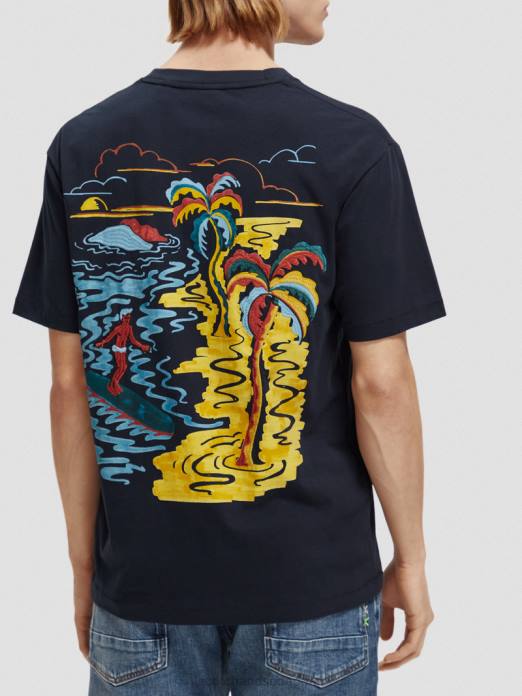 Scotch & Soda Hommes t-shirt à motif brodé marine vêtements 4HB4393