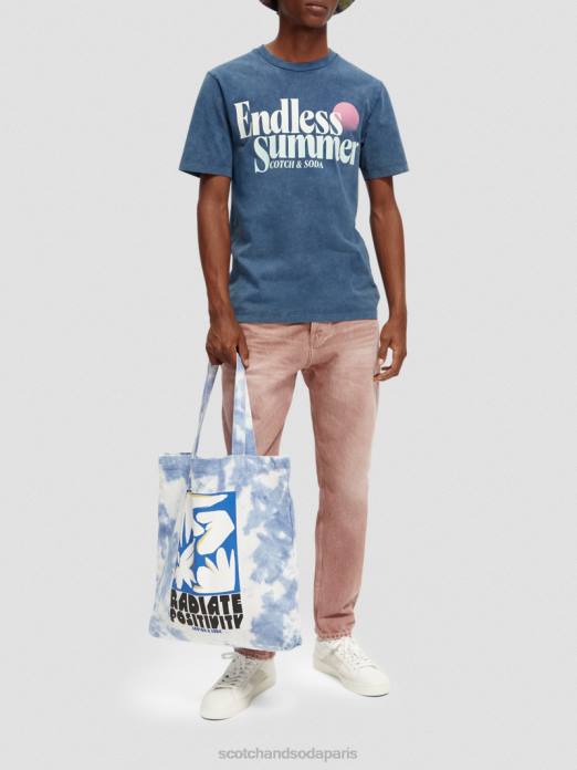 Scotch & Soda Hommes t-shirt à motif imprimé coupe classique teint en pièce Marin vêtements 4HB4354