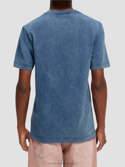 Scotch & Soda Hommes t-shirt à motif imprimé coupe classique teint en pièce Marin vêtements 4HB4354