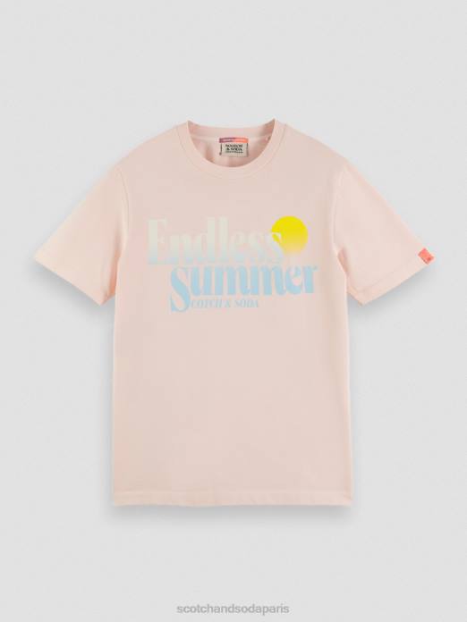 Scotch & Soda Hommes t-shirt à motif imprimé coupe classique teint en pièce rose vêtements 4HB4356