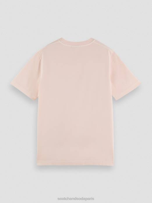 Scotch & Soda Hommes t-shirt à motif imprimé coupe classique teint en pièce rose vêtements 4HB4356
