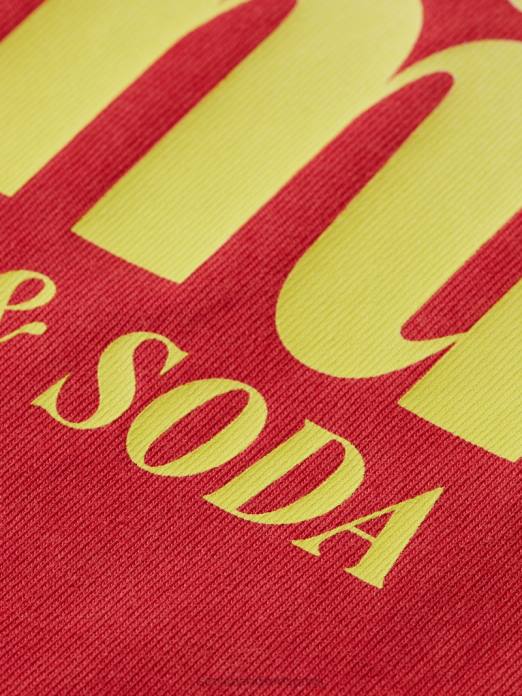 Scotch & Soda Hommes t-shirt à motif imprimé coupe classique teint en pièce tulipe rouge vêtements 4HB4357