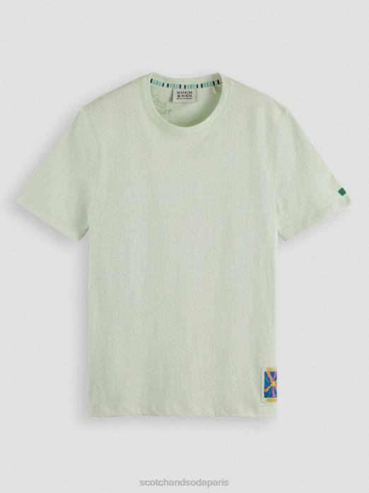 Scotch & Soda Hommes t-shirt à patch chiné mélange de menthe vêtements 4HB4369