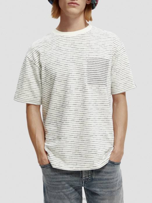 Scotch & Soda Hommes t-shirt à poche en coton biologique rayé combiner un vêtements 4HB4396