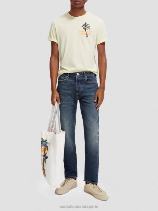 Scotch & Soda Hommes t-shirt ras du cou à motif artistique banane vêtements 4HB4382