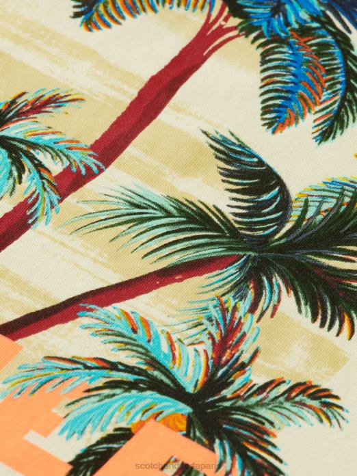 Scotch & Soda Hommes t-shirt ras du cou à motif artistique banane vêtements 4HB4382