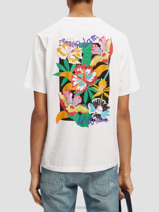 Scotch & Soda Hommes t-shirt ras du cou à motif artistique blanc vêtements 4HB4379