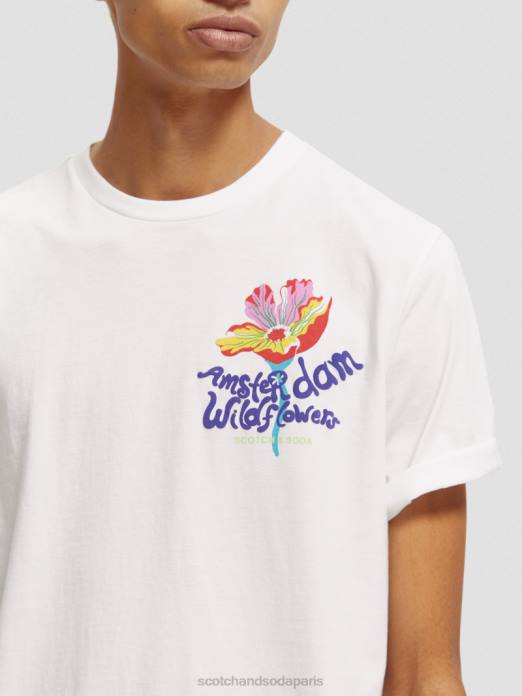 Scotch & Soda Hommes t-shirt ras du cou à motif artistique blanc vêtements 4HB4379