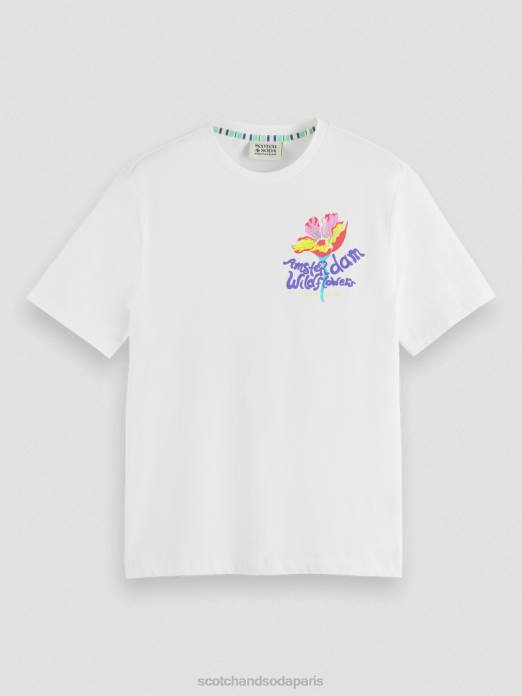 Scotch & Soda Hommes t-shirt ras du cou à motif artistique blanc vêtements 4HB4379
