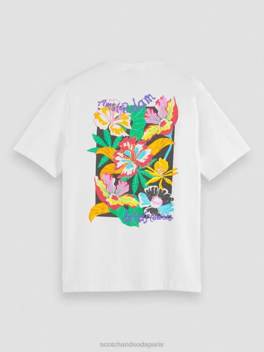 Scotch & Soda Hommes t-shirt ras du cou à motif artistique blanc vêtements 4HB4379