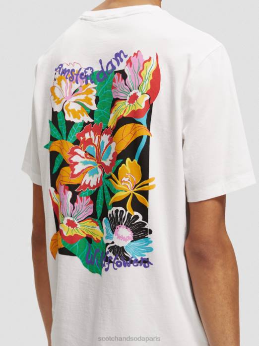 Scotch & Soda Hommes t-shirt ras du cou à motif artistique blanc vêtements 4HB4379