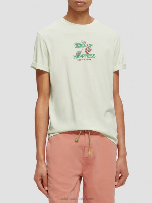 Scotch & Soda Hommes t-shirt ras du cou à motif artistique menthe vêtements 4HB4381