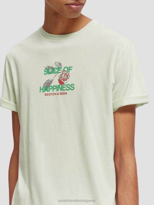 Scotch & Soda Hommes t-shirt ras du cou à motif artistique menthe vêtements 4HB4381