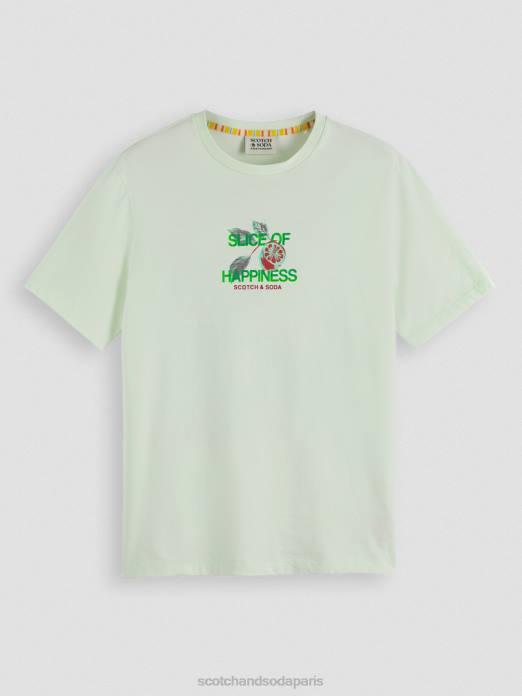 Scotch & Soda Hommes t-shirt ras du cou à motif artistique menthe vêtements 4HB4381