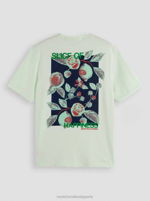 Scotch & Soda Hommes t-shirt ras du cou à motif artistique menthe vêtements 4HB4381