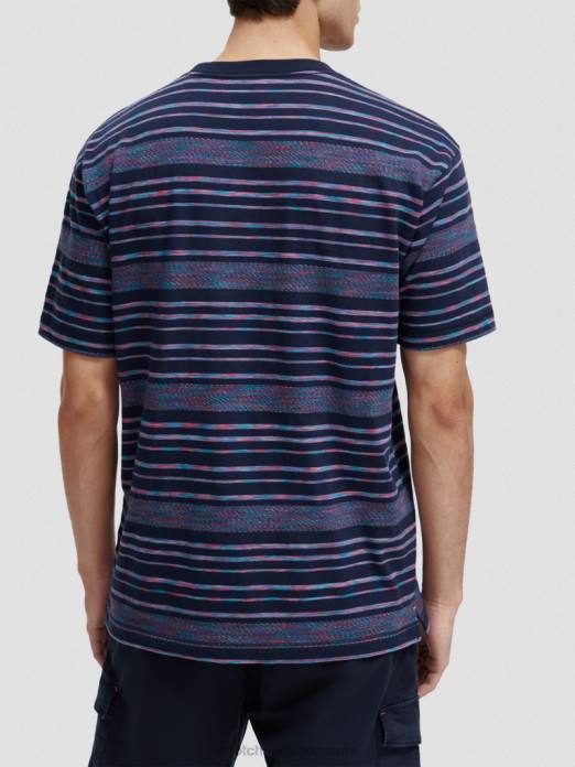 Scotch & Soda Hommes t-shirt rayé en jersey biologique multi-rayures vêtements 4HB4413