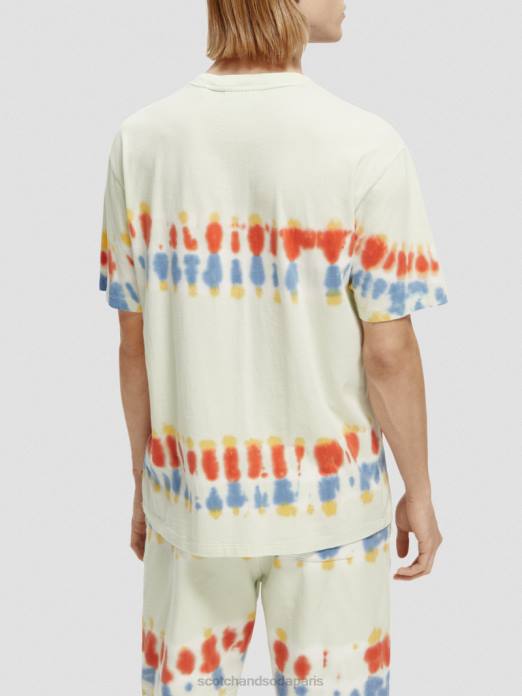 Scotch & Soda Hommes t-shirt tie-dye à broderie artistique teinture à cravate à la menthe vêtements 4HB4439