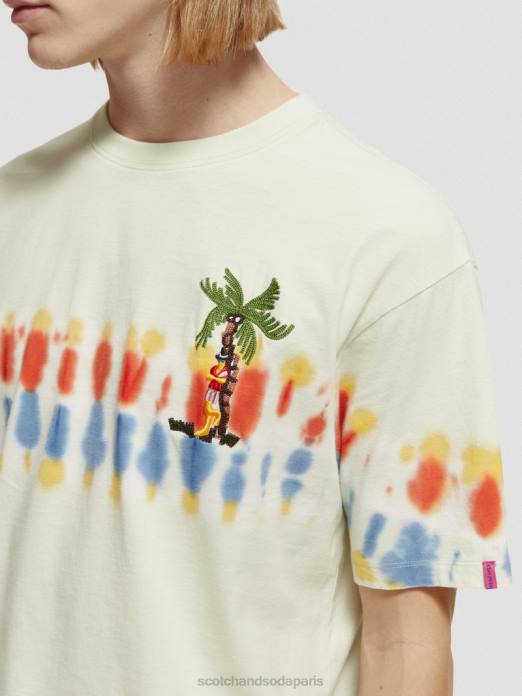 Scotch & Soda Hommes t-shirt tie-dye à broderie artistique teinture à cravate à la menthe vêtements 4HB4439