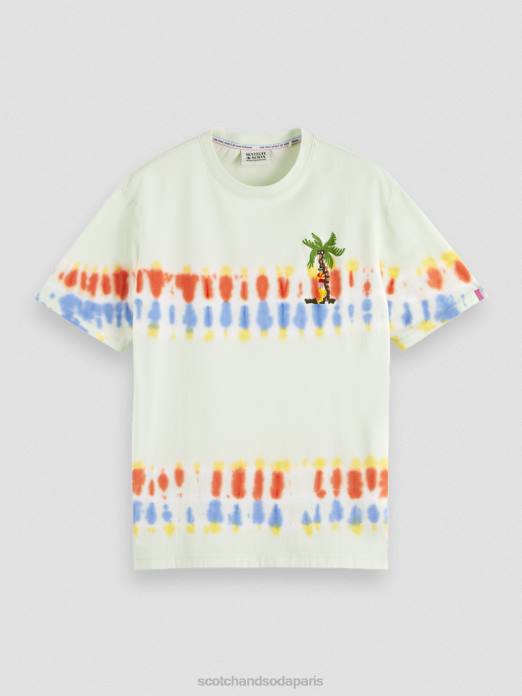 Scotch & Soda Hommes t-shirt tie-dye à broderie artistique teinture à cravate à la menthe vêtements 4HB4439
