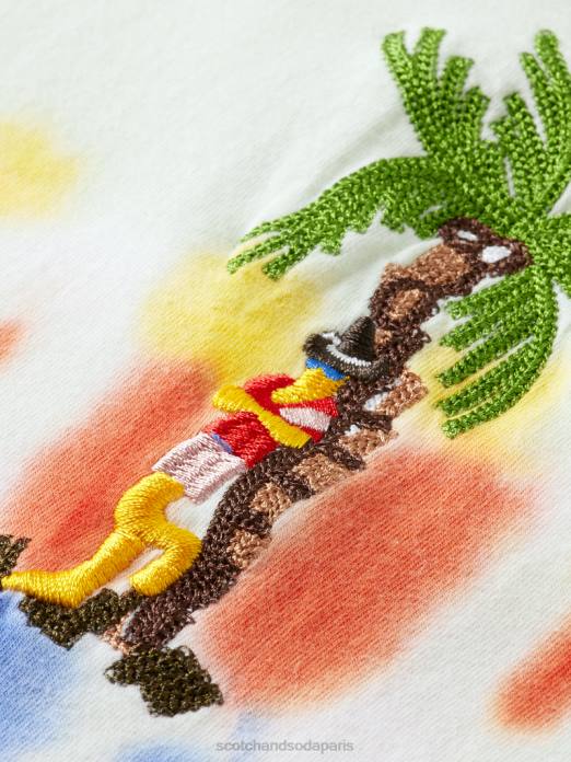 Scotch & Soda Hommes t-shirt tie-dye à broderie artistique teinture à cravate à la menthe vêtements 4HB4439