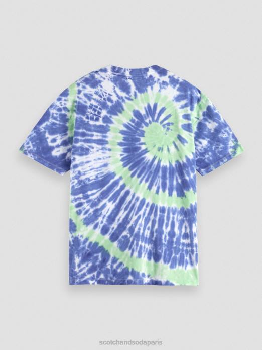 Scotch & Soda Hommes t-shirt tie-dye à broderie artistique teinture de cravate bleue vêtements 4HB4440