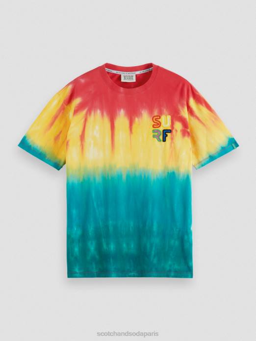 Scotch & Soda Hommes t-shirt tie-dye à broderie artistique teinture à nouer multicolore vêtements 4HB4441