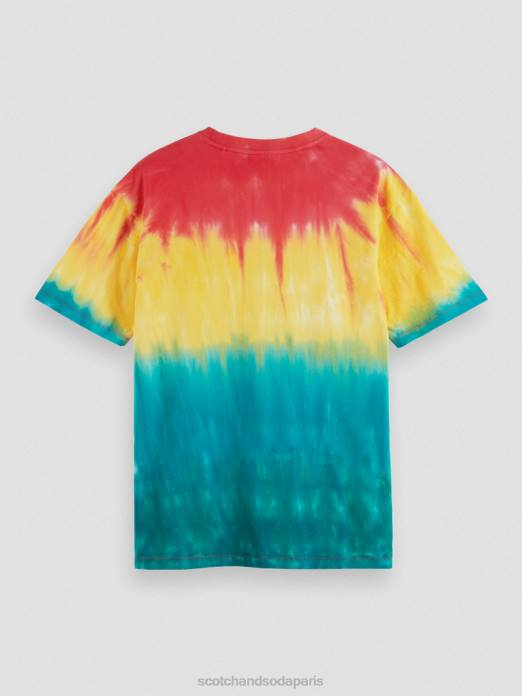 Scotch & Soda Hommes t-shirt tie-dye à broderie artistique teinture à nouer multicolore vêtements 4HB4441