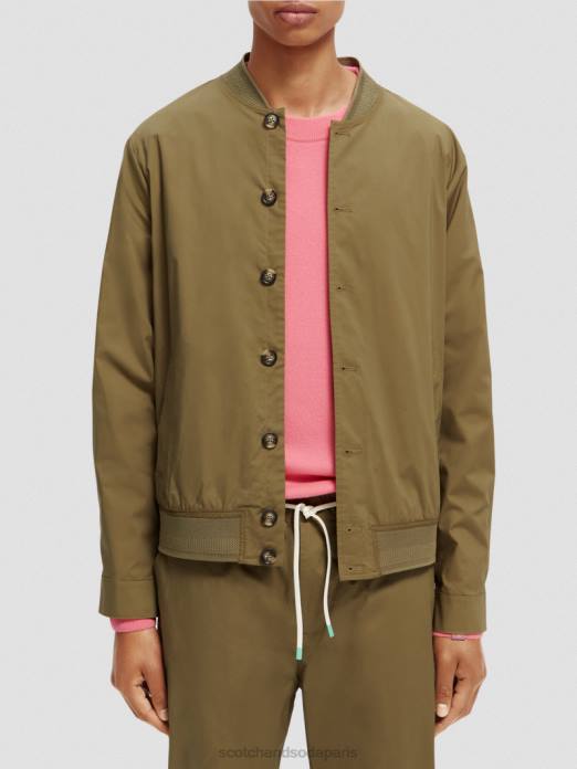 Scotch & Soda Hommes blouson léger en popeline de coton biologique kaki vêtements 4HB4565