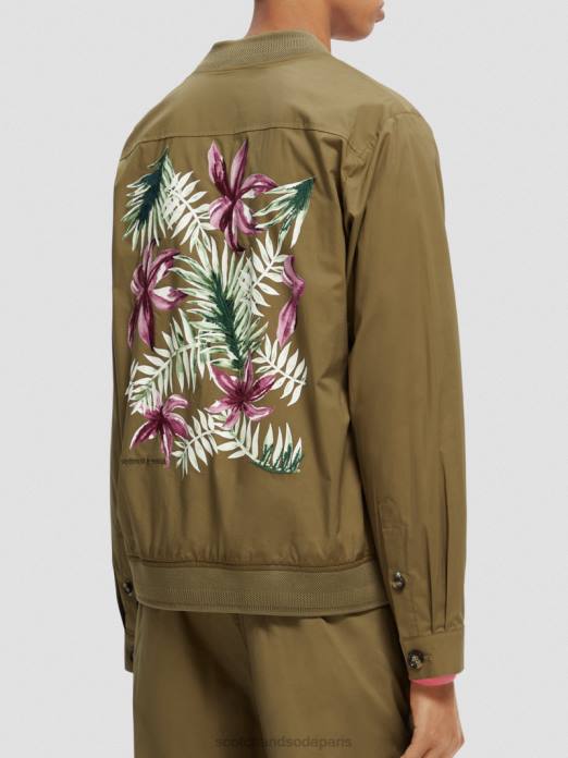 Scotch & Soda Hommes blouson léger en popeline de coton biologique kaki vêtements 4HB4565