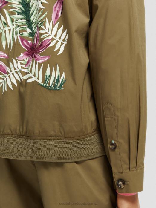Scotch & Soda Hommes blouson léger en popeline de coton biologique kaki vêtements 4HB4565