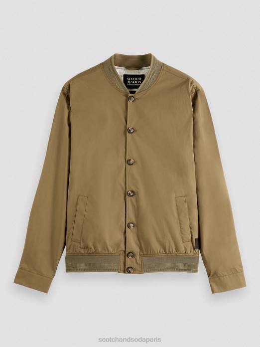 Scotch & Soda Hommes blouson léger en popeline de coton biologique kaki vêtements 4HB4565