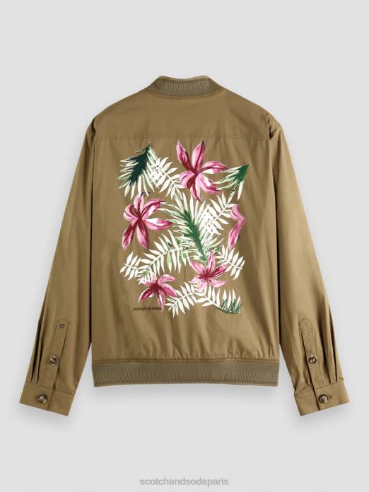 Scotch & Soda Hommes blouson léger en popeline de coton biologique kaki vêtements 4HB4565