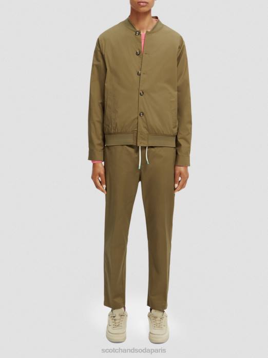 Scotch & Soda Hommes blouson léger en popeline de coton biologique kaki vêtements 4HB4565