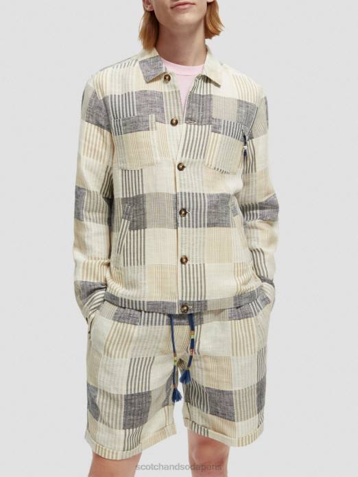 Scotch & Soda Hommes surchemise en jacquard à carreaux chèque bleu vêtements 4HB4568