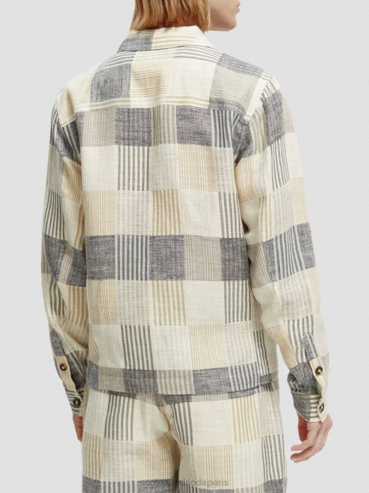 Scotch & Soda Hommes surchemise en jacquard à carreaux chèque bleu vêtements 4HB4568