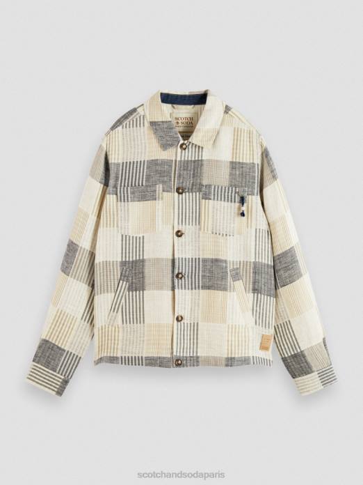 Scotch & Soda Hommes surchemise en jacquard à carreaux chèque bleu vêtements 4HB4568