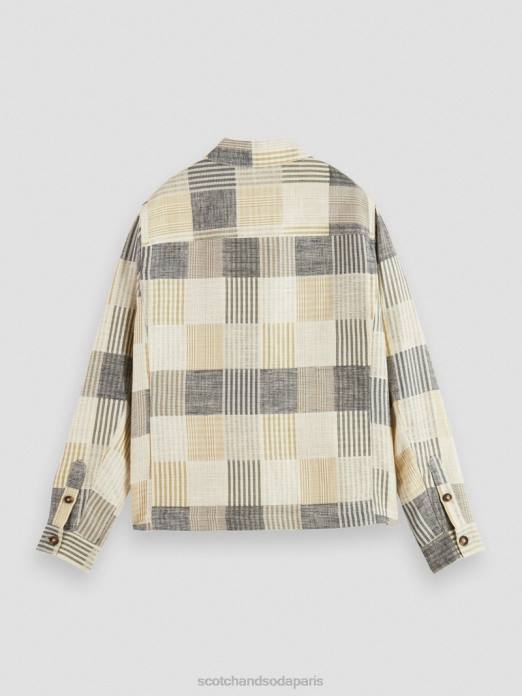 Scotch & Soda Hommes surchemise en jacquard à carreaux chèque bleu vêtements 4HB4568