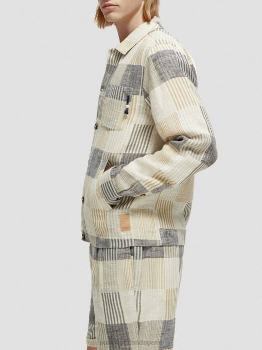 Scotch & Soda Hommes surchemise en jacquard à carreaux chèque bleu vêtements 4HB4568