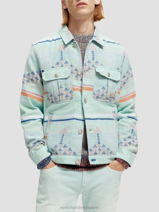 Scotch & Soda Hommes surchemise ikat en denim jacquard combiner un vêtements 4HB4560