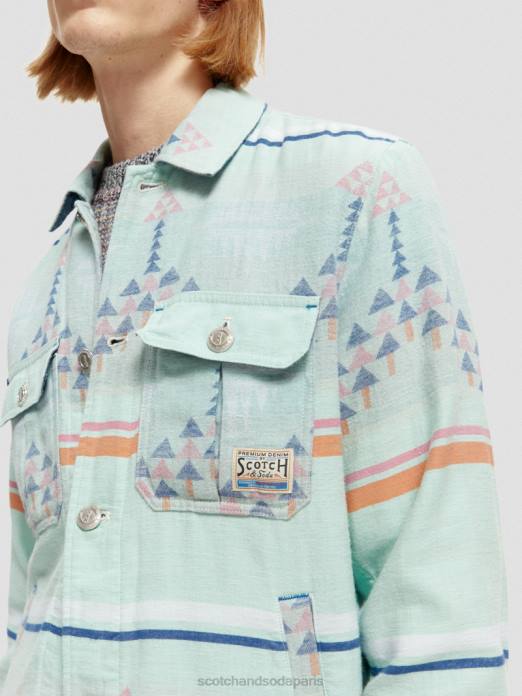 Scotch & Soda Hommes surchemise ikat en denim jacquard combiner un vêtements 4HB4560