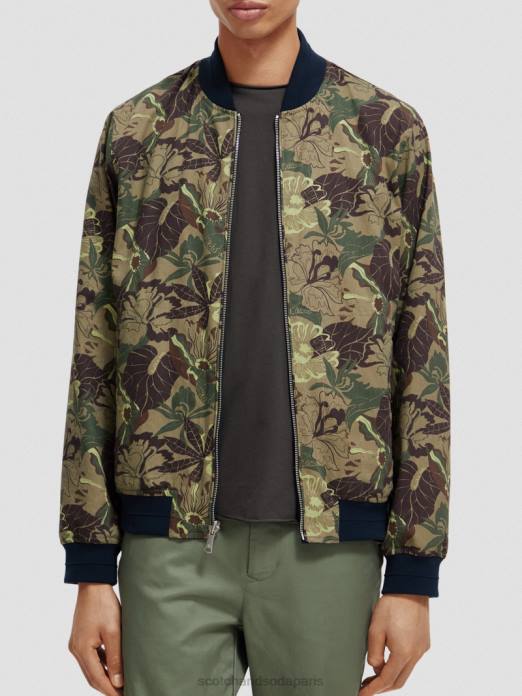 Scotch & Soda Hommes veste bomber réversible fleur marine/armée aop vêtements 4HB4573