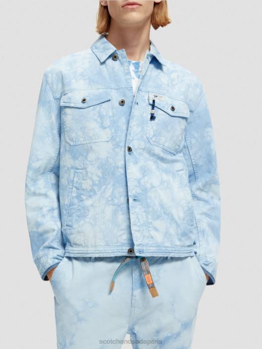 Scotch & Soda Hommes veste camionneur en jean tie-dye combiner un vêtements 4HB4576