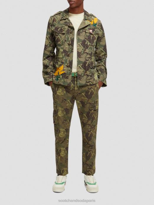 Scotch & Soda Hommes veste militaire imprimée et brodée fleur de l'armée aop vêtements 4HB4571