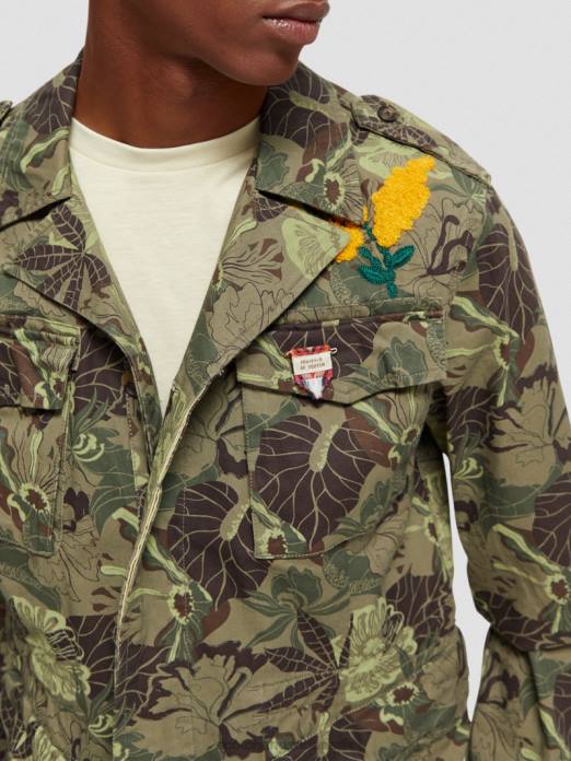 Scotch & Soda Hommes veste militaire imprimée et brodée fleur de l'armée aop vêtements 4HB4571
